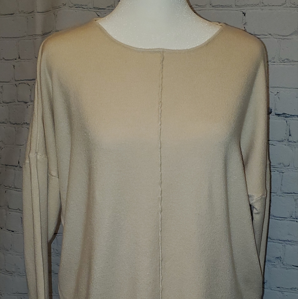 Ninexis Beige Dolman Sleeve Women's Knit Tunic Style Top in S/M, Soft Knit